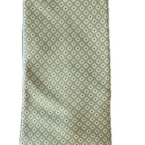 Nautica Mens Geometric Pattern Silk Necktie Green White Slim Tie